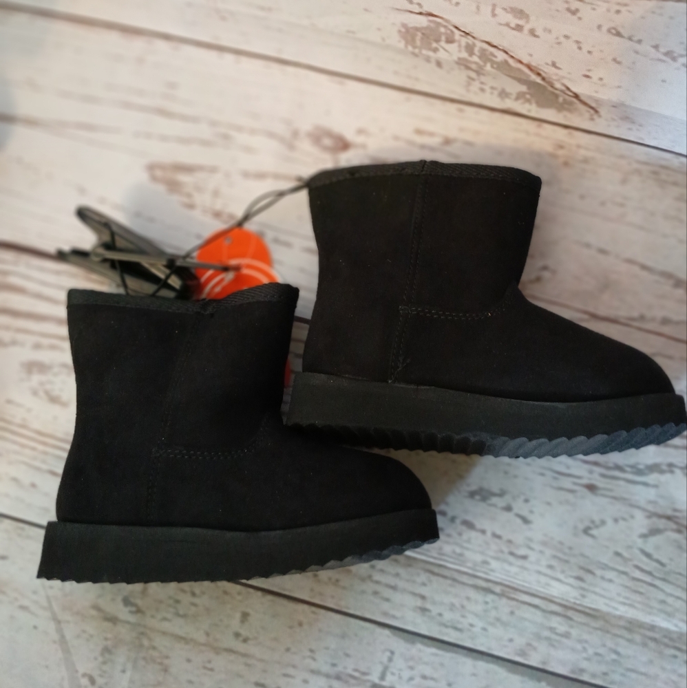Wonder Nation Toddler Girl Faux Suede Faux Shearling Boots Black Size 7